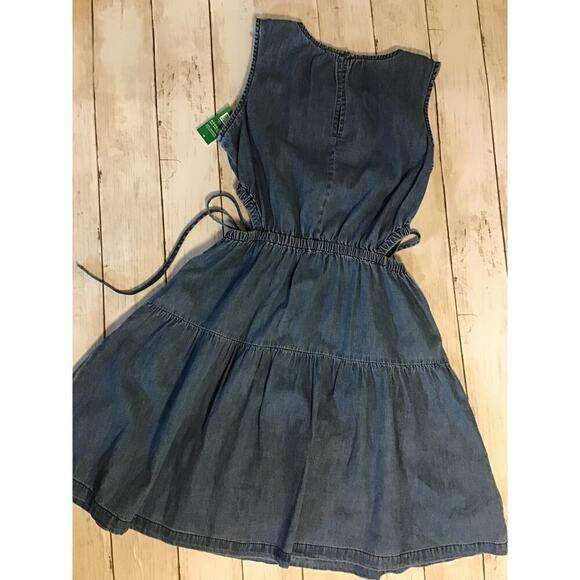 NWT Denim side tie, cut out mini dress with wash, well size extra small - Picture 3 of 4